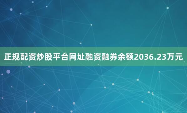 正规配资炒股平台网址融资融券余额2036.23万元